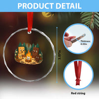 Funny Smores Camping Crystal Glass Ornament Marshmallow Chocolate Fire TS12
