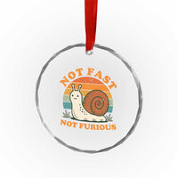 Funny Snail Introvert Slow Living Crystal Glass Ornament Not Fast Not Furious Retro Sunset