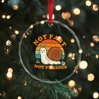 Funny Snail Introvert Slow Living Crystal Glass Ornament Not Fast Not Furious Retro Sunset
