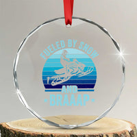 Funny Snowmobile Crystal Glass Ornament Fueled By Snow And Braaap Winter Sports - Wonder Print Shop