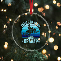 Funny Snowmobile Crystal Glass Ornament Fueled By Snow And Braaap Winter Sports - Wonder Print Shop