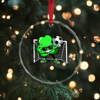 Funny Soccer Shamrock Crystal Glass Ornament Dabbing Player St. Patrick's Day TS02