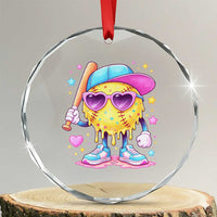 Funny Softball Drip Crystal Glass Ornament Ice Cream Sprinkles Softball Girls Kid