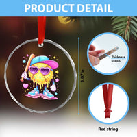 Funny Softball Drip Crystal Glass Ornament Ice Cream Sprinkles Softball Girls Kid