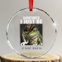 Funny Sometimes I Just Be Fartin Cowboy Frog Crystal Glass Ornament - Wonder Print Shop