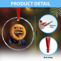 Funny Sonion Ring Cursed Meme Graphic Crystal Glass Ornament Surreal Deep Fried Onion Ring Joke