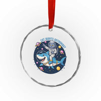 Funny Space Cat Wants Astronaut Crystal Glass Ornament Sharks Sci fi Fan Universe - Wonder Print Shop