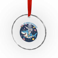 Funny Space Cat Wants Astronaut Crystal Glass Ornament Sharks Sci fi Fan Universe TS12