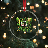 Funny St Patricks Day 67 Six Seven Baseball Ice Cream Drip Crystal Glass Ornament