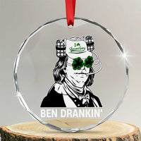 Funny St Patrick's Day Ben Dranking Crystal Glass Ornament Benjamin Franklin Retro Saint Paddy's Day - Wonder Print Shop