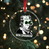 Funny St Patrick's Day Ben Dranking Crystal Glass Ornament Benjamin Franklin Retro Saint Paddy's Day - Wonder Print Shop