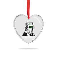 Funny St Patrick's Day Ben Dranking Heart Crystal Glass Ornament Benjamin Franklin Retro Saint Paddy's Day - Wonder Print Shop