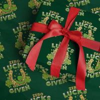 Funny St Patricks Day Wrapping Paper Roll Zero Lucks Given Irish Shamrock