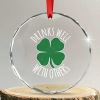 Funny St Patricks Day Drinking Crystal Glass Ornament Drinks Well With Others Drunk Beer Lucky Shamrock TS02
