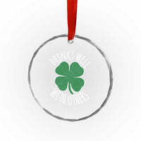 Funny St Patricks Day Drinking Crystal Glass Ornament Drinks Well With Others Drunk Beer Lucky Shamrock TS02