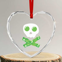 Funny St Patricks Day Heart Crystal Glass Ornament Bacon & Eggs Skull & Crossbones