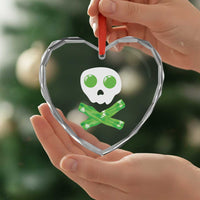 Funny St Patricks Day Heart Crystal Glass Ornament Bacon & Eggs Skull & Crossbones