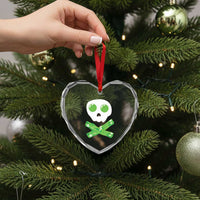 Funny St Patricks Day Heart Crystal Glass Ornament Bacon & Eggs Skull & Crossbones