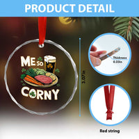 Funny St Patricks Day Me So Corny Crystal Glass Ornament Stout Irish Corned Beef