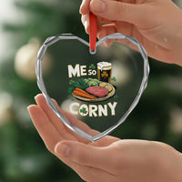 Funny St Patricks Day Me So Corny Heart Crystal Glass Ornament Stout Irish Corned Beef