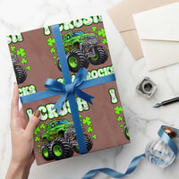 Funny St Patricks Day Monster Truck Wrapping Paper Roll I Crush Shamrocks Retro - Wonder Print Shop