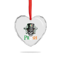 Funny St Patricks Day Pirate Heart Crystal Glass Ornament Pirish Vintage Irish Pirate Skull