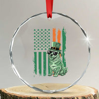 Funny St Patrick's Day Pug Leprechaun Crystal Glass Ornament Dog Lover Puppy Green American Flag TS02