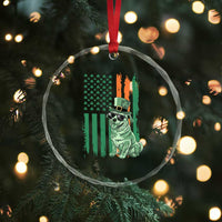 Funny St Patrick's Day Pug Leprechaun Crystal Glass Ornament Dog Lover Puppy Green American Flag TS02
