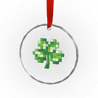 Funny St Patricks Day Shamrock Building Blocks Bricks Crystal Glass Ornament