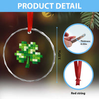 Funny St Patricks Day Shamrock Building Blocks Bricks Crystal Glass Ornament