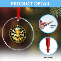 Funny St Patricks Day Skull Crystal Glass Ornament Darts Player Gift
