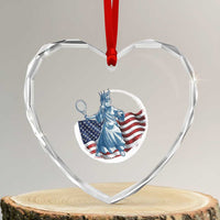 Funny Statue Of Liberty Tennis Player Heart Crystal Glass Ornament USA Pride Female Tennis Gift - Wonder Print Shop