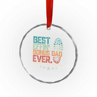 Funny Step Dad Crystal Glass Ornament Best Effin Bonus Dad Ever Retro TS10