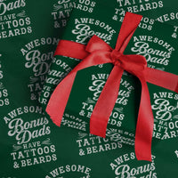 Funny Stepdad Wrapping Paper Roll Awesome Bonus Dads Have Tattoos And Beards