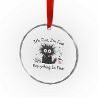 Funny Stressed Black Cat Nursing Student Life Crystal Glass Ornament ts Fine Im Fine Everything Is Fine