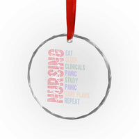 Funny Student Nurse Life Crystal Glass Ornament Eat Sleep Clinicals Panic Study Repeat