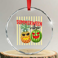 Funny Summerween Fruit Crystal Glass Ornament Spooky Pineapple Watermelon Graphic