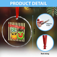 Funny Summerween Fruit Crystal Glass Ornament Spooky Pineapple Watermelon Graphic