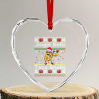 Funny Taco Christmas Heart Crystal Glass Ornament Jigle Bells Taco Shells - Wonder Print Shop