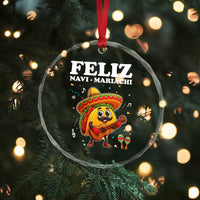 Funny Taco Mexican Christmas Crystal Glass Ornament Feliz Navi Mariachi - Wonder Print Shop