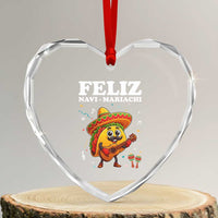 Funny Taco Mexican Christmas Heart Crystal Glass Ornament Feliz Navi Mariachi - Wonder Print Shop
