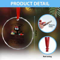 Funny Teacher Black Cat Crystal Glass Ornament Does This Shirt Make Me Look Professionally Developed