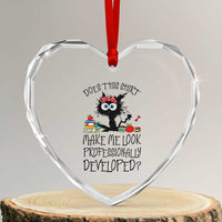 Funny Teacher Black Cat Heart Crystal Glass Ornament Does This Shirt Make Me Look Professionally Developed
