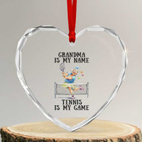Funny Tennis Quote Heart Crystal Glass Ornament Grandma Is My Name Tennis Is My Game - Wonder Print Shop