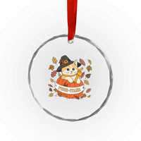 Funny Thanksgiving Cat Lover Crystal Glass Ornament Purritans Pilgrim Puritans Hat TS11