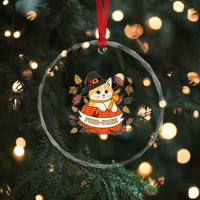 Funny Thanksgiving Cat Lover Crystal Glass Ornament Purritans Pilgrim Puritans Hat TS11