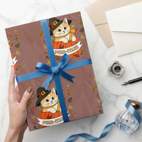Funny Thanksgiving Cat Lover Wrapping Paper Roll Purritans Pilgrim Puritans Hat - Wonder Print Shop