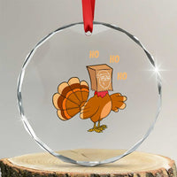 Funny Thanksgiving Christmas Triple Ho Santa Turkey Crystal Glass Ornament TS11