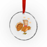 Funny Thanksgiving Christmas Triple Ho Santa Turkey Crystal Glass Ornament - Wonder Print Shop