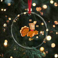 Funny Thanksgiving Christmas Triple Ho Santa Turkey Crystal Glass Ornament TS11